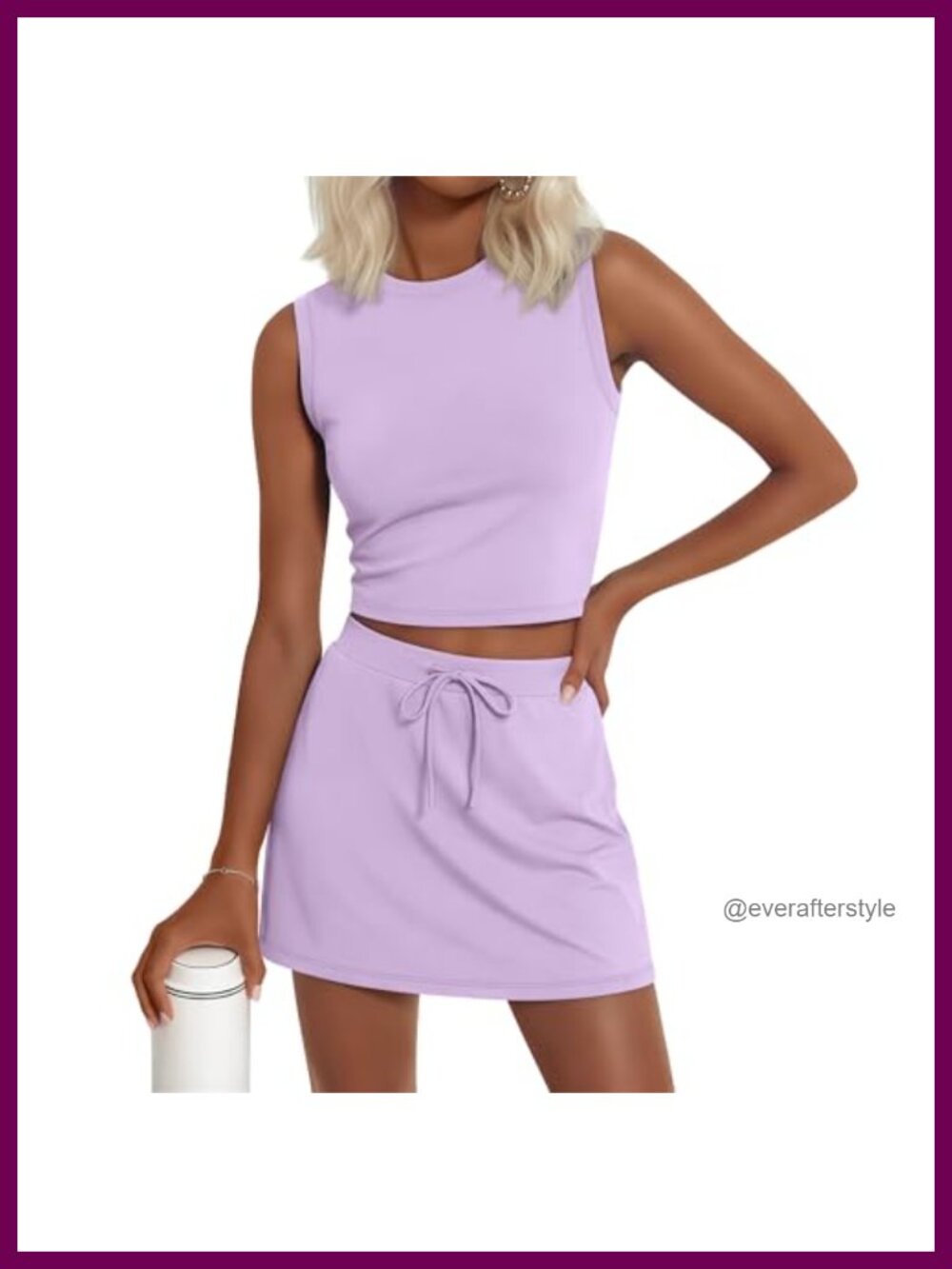 Women's 2 Piece Skirt Set Crop Top Skort Cotton Spandex Athletic